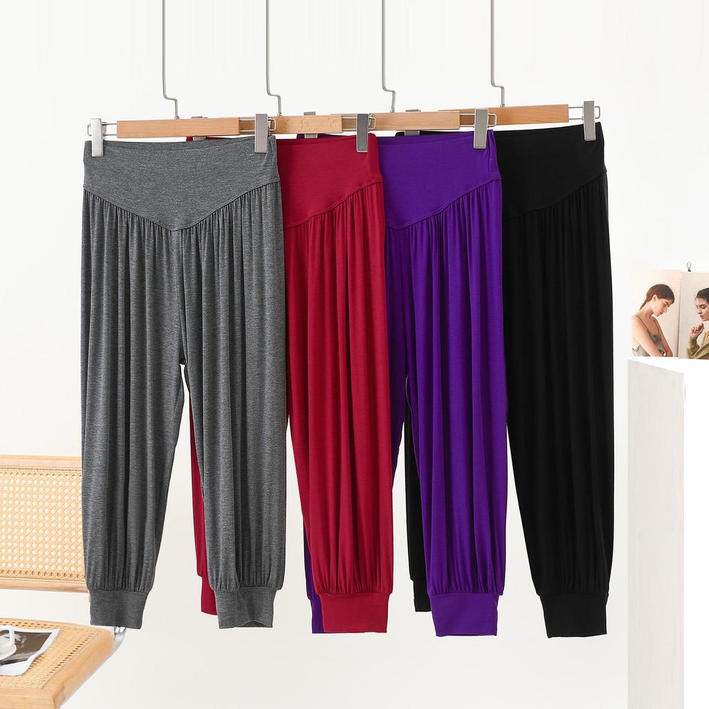 Pantalones Harem de Modal para Mujer Primavera - Cintura Alta, Corte Holgado, Color Sólido, Pantalones de Yoga y Danza