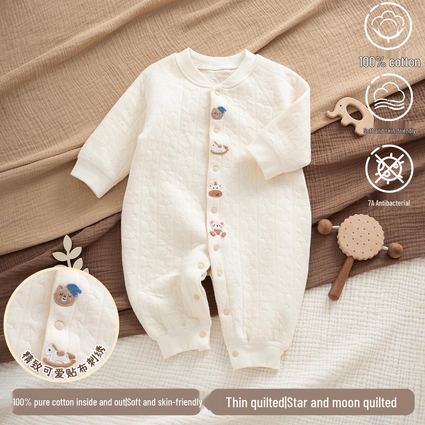 

Infant Quilted Cotton Romper: Autumn-Winter, Warm Three-Layer Design, Size 90, Stylish & Cozy 90 cm