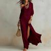 Summer New Elegant Long Sleeve Knit Pleated Ruffle Women's Dress