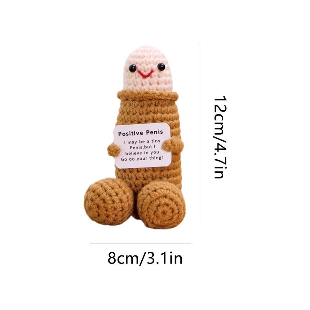 Funny Positive Toys with Card Knitted Inspired Toy Creative Inspirational Crochet Dolls Birthday Gifts for Friends