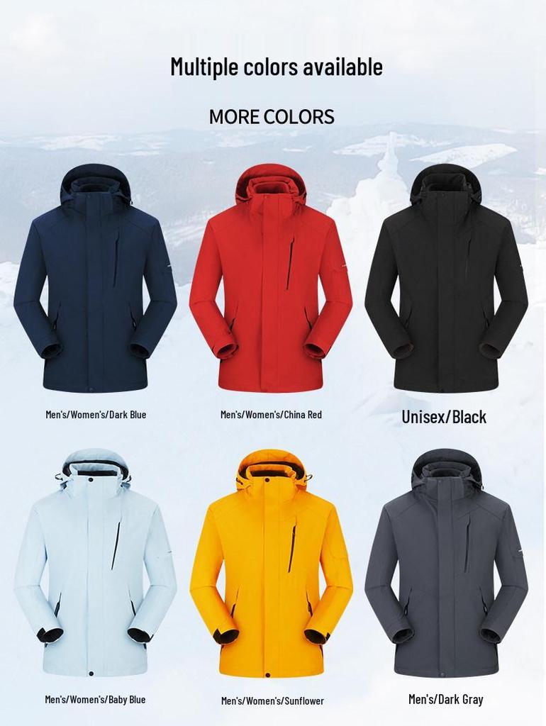 Fleece-Lined Waterproof Outdoor Shell Jacket with Logo: Autumn/Winter Work Uniform, 3-in-1 Design