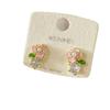 Elegant Forest-Style Zircon Pink Flower Stud Earrings: Delicate, Small, Exquisite, High-End Niche Design.