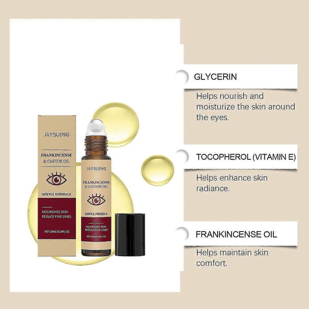 Organic Castor Oil and Frankincense Roll On 100% Pure Castor Oil & Frankincense Under Eye Roller - Anti Wrinkles Dark Circles Beauty Rollerball