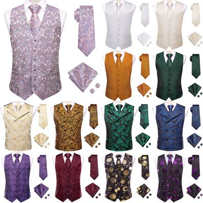 50 Farben Herren Weste ärmellos V-Ausschnitt Taschen Weste Krawatte Set Hochzeit lässig