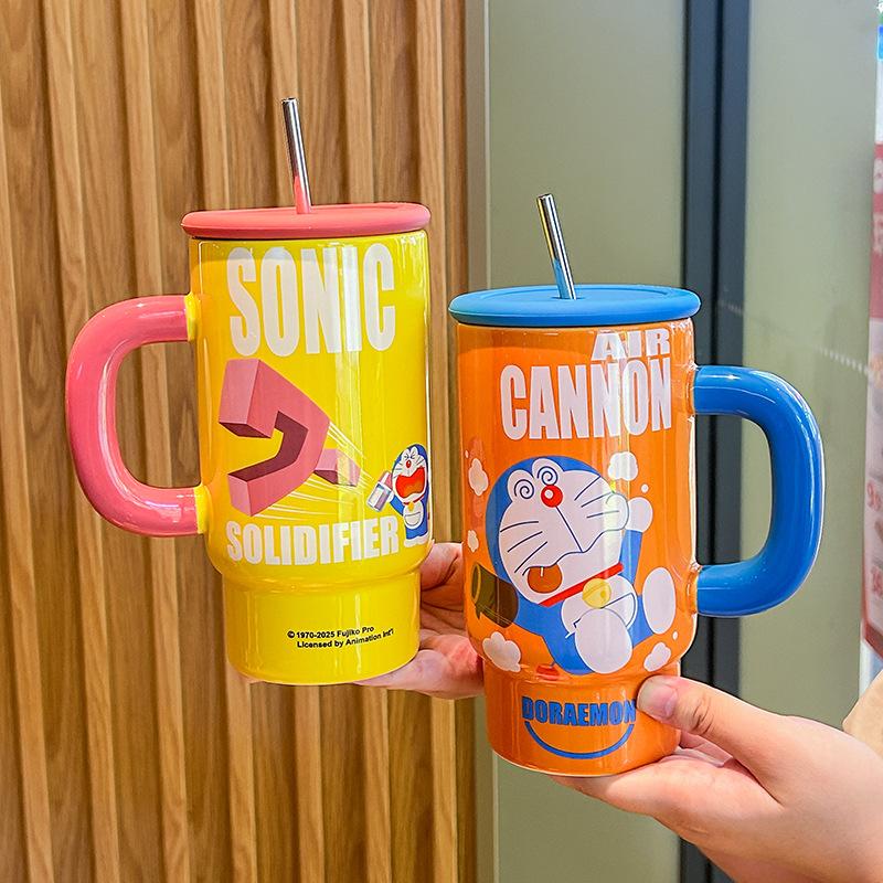 Birthday gift for girls, high-value Bingba cup, ceramic mug with lid straw cup as a gift
