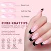 150Pcs Black French Tip Gel Nail Tips Short Coffin Shape Press on Nails Short for Women False Nails 15 Sizes