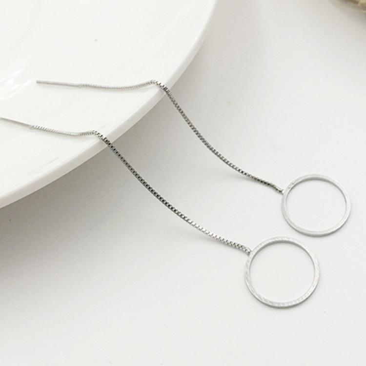 Fashion Female Earrings  Silver Needle Long Tassel Geometric Triangle Round Square Shaped Earrings for Women Earline