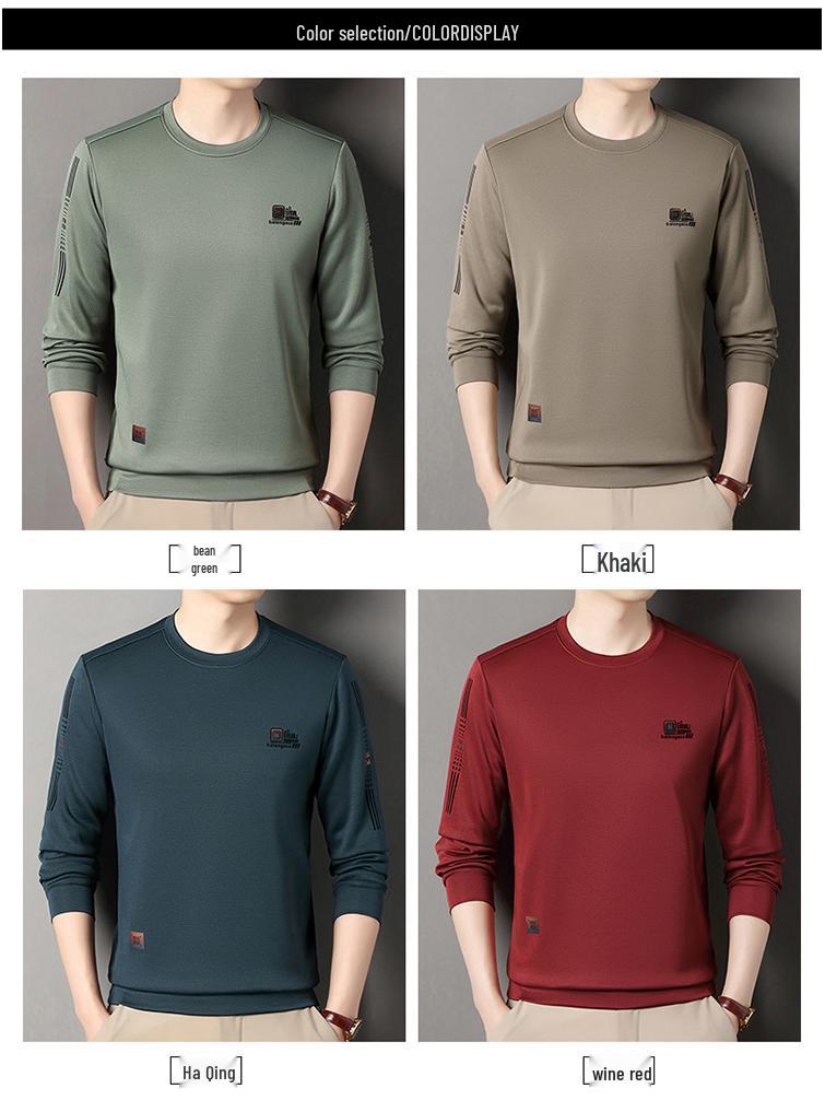 Men's Fleece-Lined Long-Sleeve Sweatshirt - Winter Casual Round Neck Top