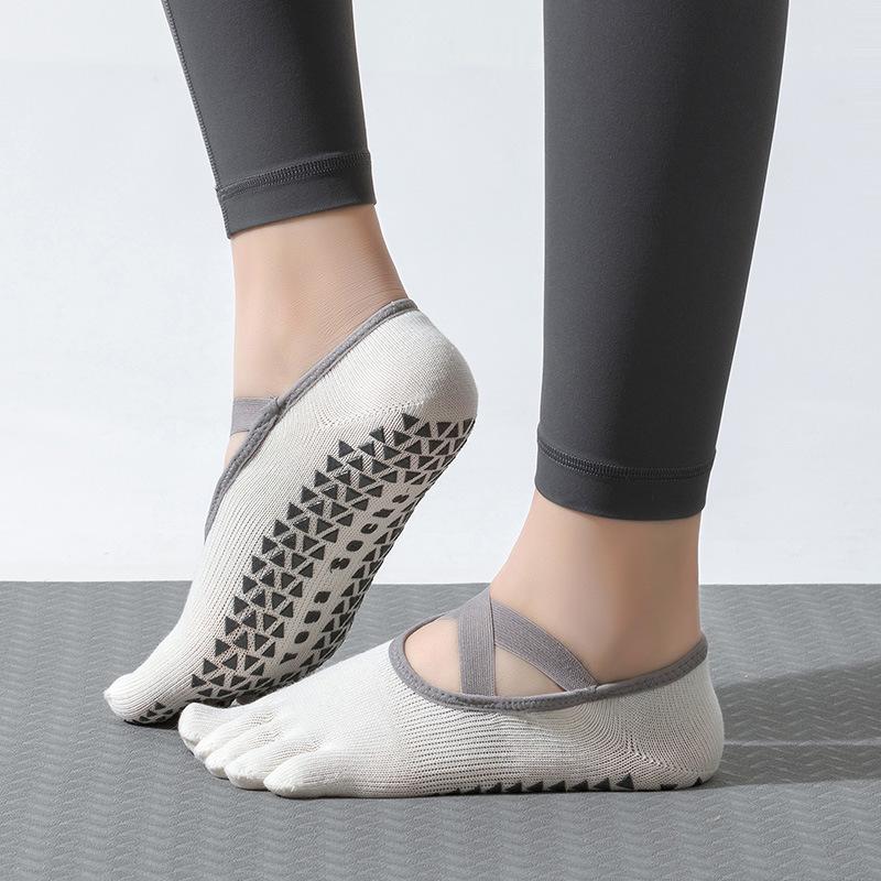 Professionelle Anti-Rutsch Pilates Yoga Socken - Schweißabsorbierend, Fünf-Zehen, Indoor Sport Split-Toe Socken