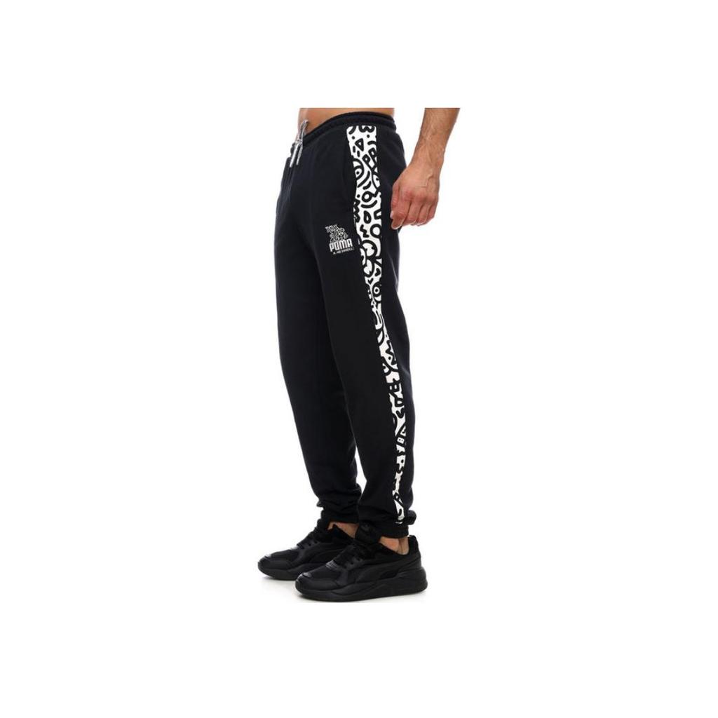 Puma Side Letter Print Casual Sport Drawstring Pants Men Bottoms Black 59865051
