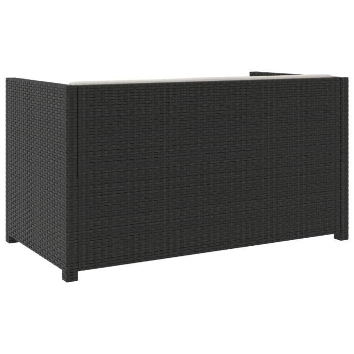 Salon de jardin 5 pièces avec coussins - Noir - 130 x 70 x70 cm