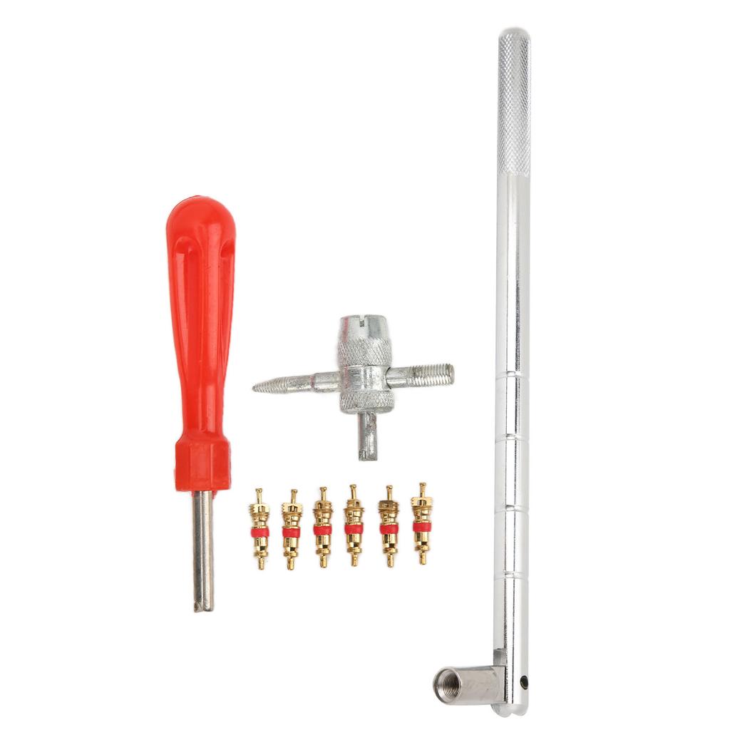 Valve Stem Removal Tool 4 in 1 Stainless Steel Corrosion Resistant Coating Plastic Handle Valve Core Removal Tool