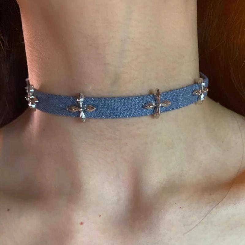 European and American cross-border y2k babes butterfly leather collar punk rock choker collarbone chain necklace foreign trade jewelry