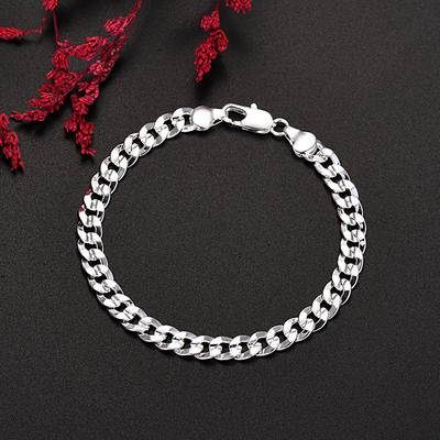 Nye Originale 925 Sterlingsølv Vakre 7mm Kjede Armbånd For Mann Kvinne Luksus Mote Designer Smykker Bryllupsfest Gaver