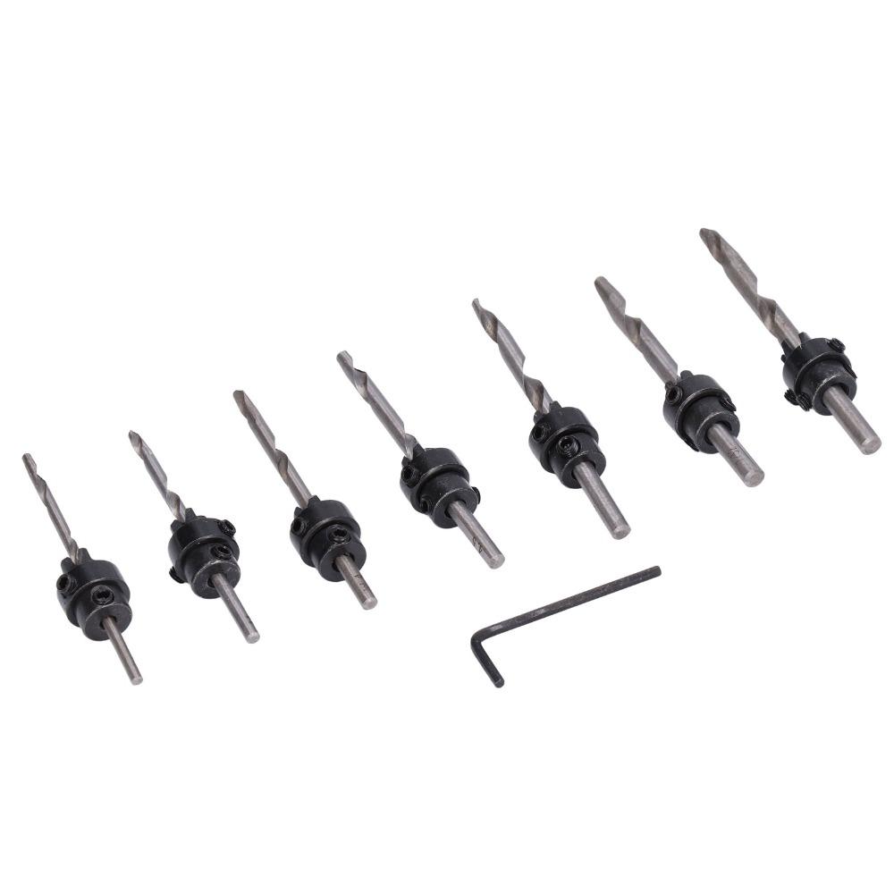Hex Wrench Tapered Countersink Bit Set Adjustable Collars Wood Pilot Hole Set Woodworking
