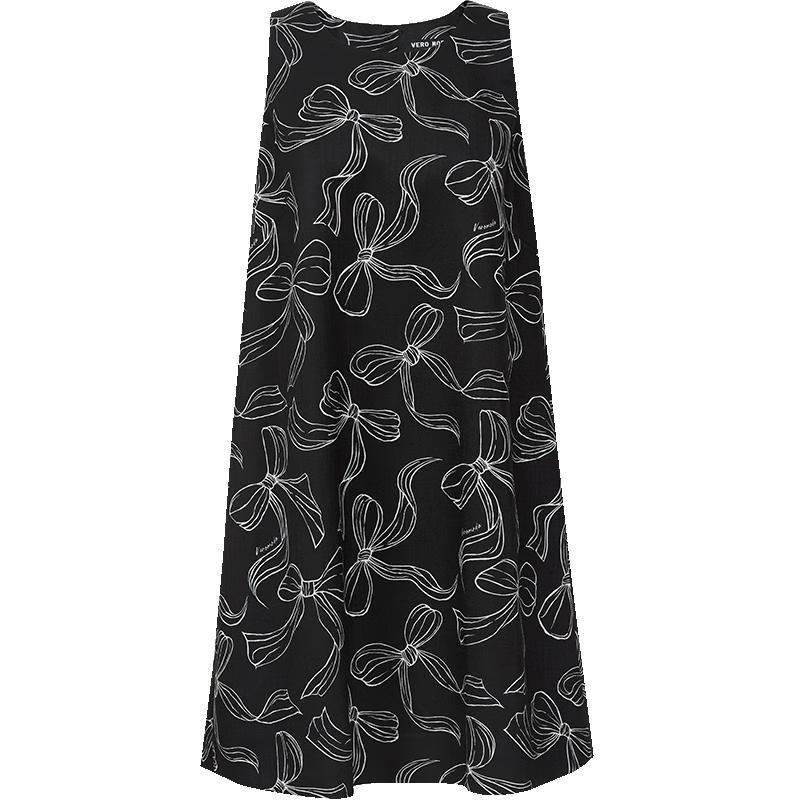 VEROMODA 2025 Summer Round Neck Bow Print Sleeveless Short Dress L