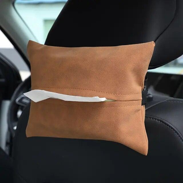 Hanging PU Leather Tissue Box Holder for Car Home Office Chic Restaurant Dining Table Napkin Dispenser Bathroom Paper Holder