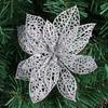 5Pcs Glitter Hollow Artificial Christmas Flower Ornament Xmas Tree Garland Decor