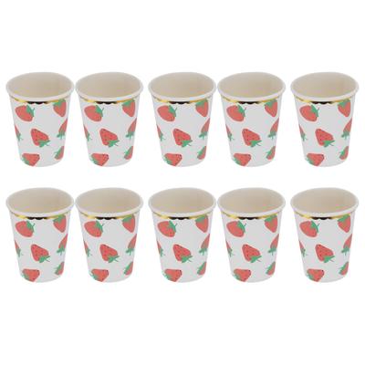 10Pcs Party Tableware Disposable Strawberry Pattern Tableware Set for Birthday Parties Seaside