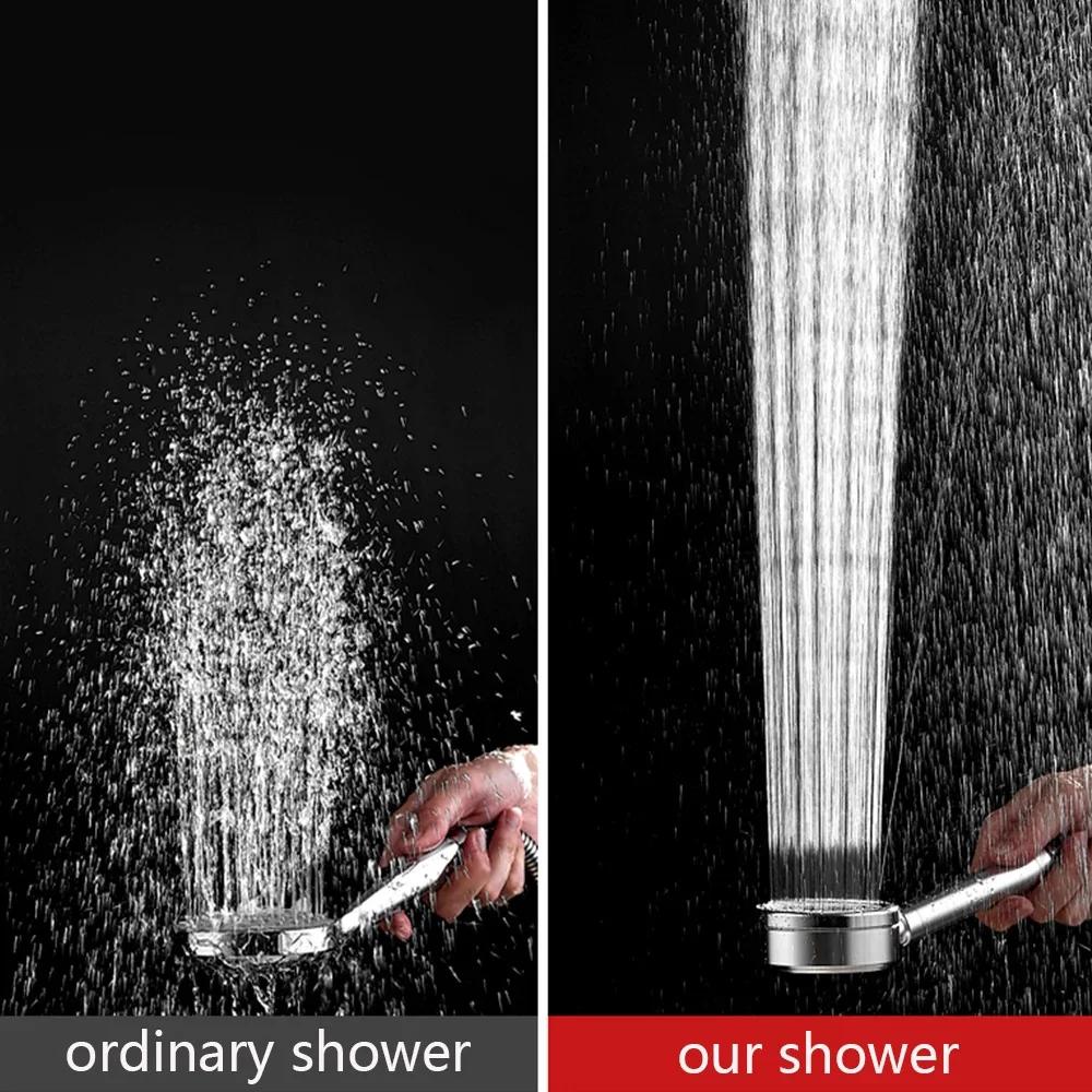 Black Stainless Steel Shower Head Fall Resistant Durable High Pressure Showerhead for Bathroom Handheld Water Saving Shower Set
