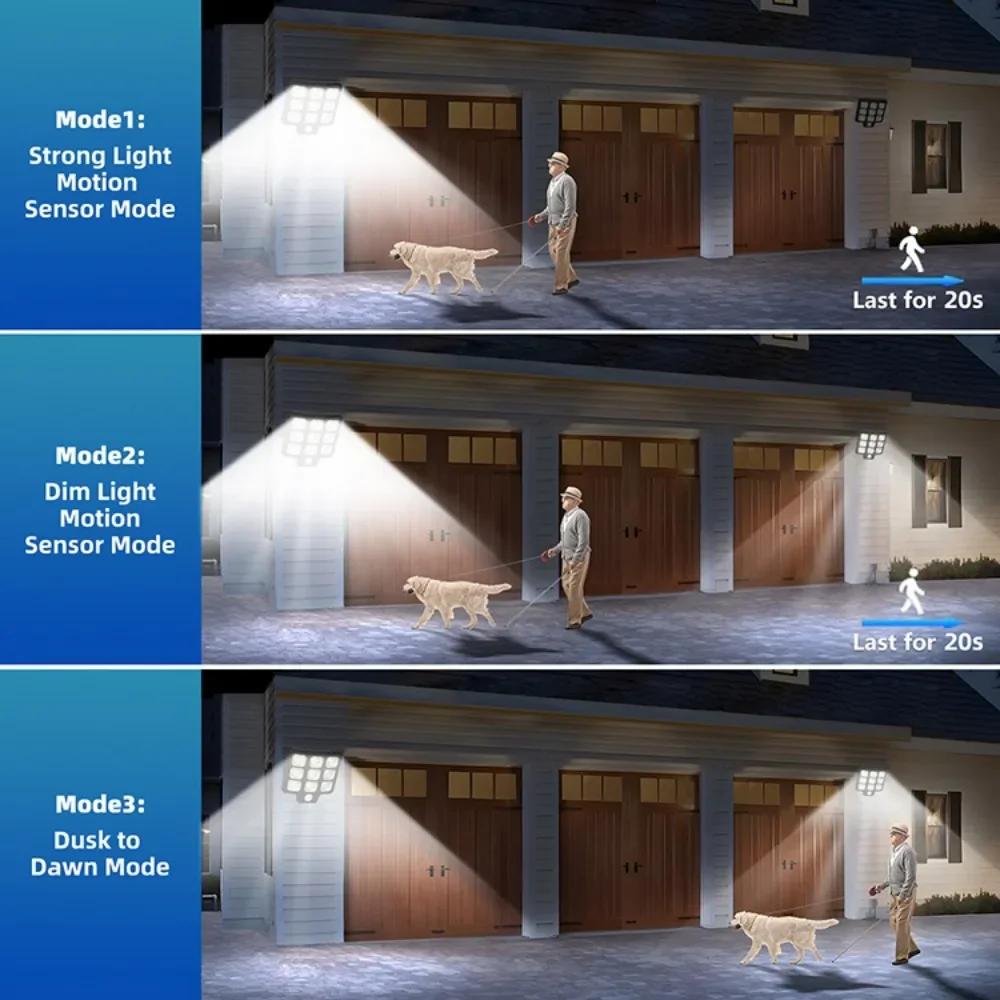 Outdoor LED COB Solar Lights Split Motion Sensor Flood Lights Waterproof Solar Light Remote Control Wall Lamp Yard Patio Garden