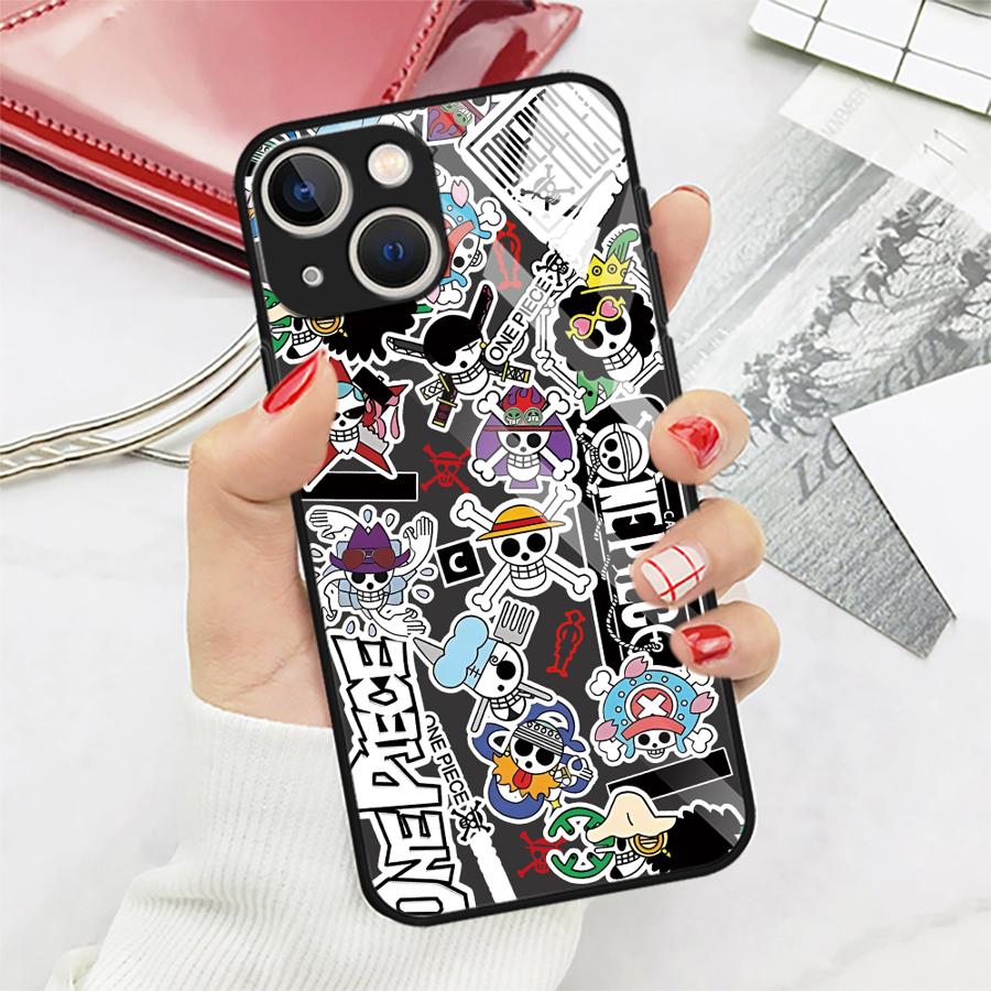 

Glass Phone Cover Case for iPhone 17 Pro Max 14 Air XR 12 11 13 8 16 15 Plus OneS P-ieceS LuffyS iPhone 12