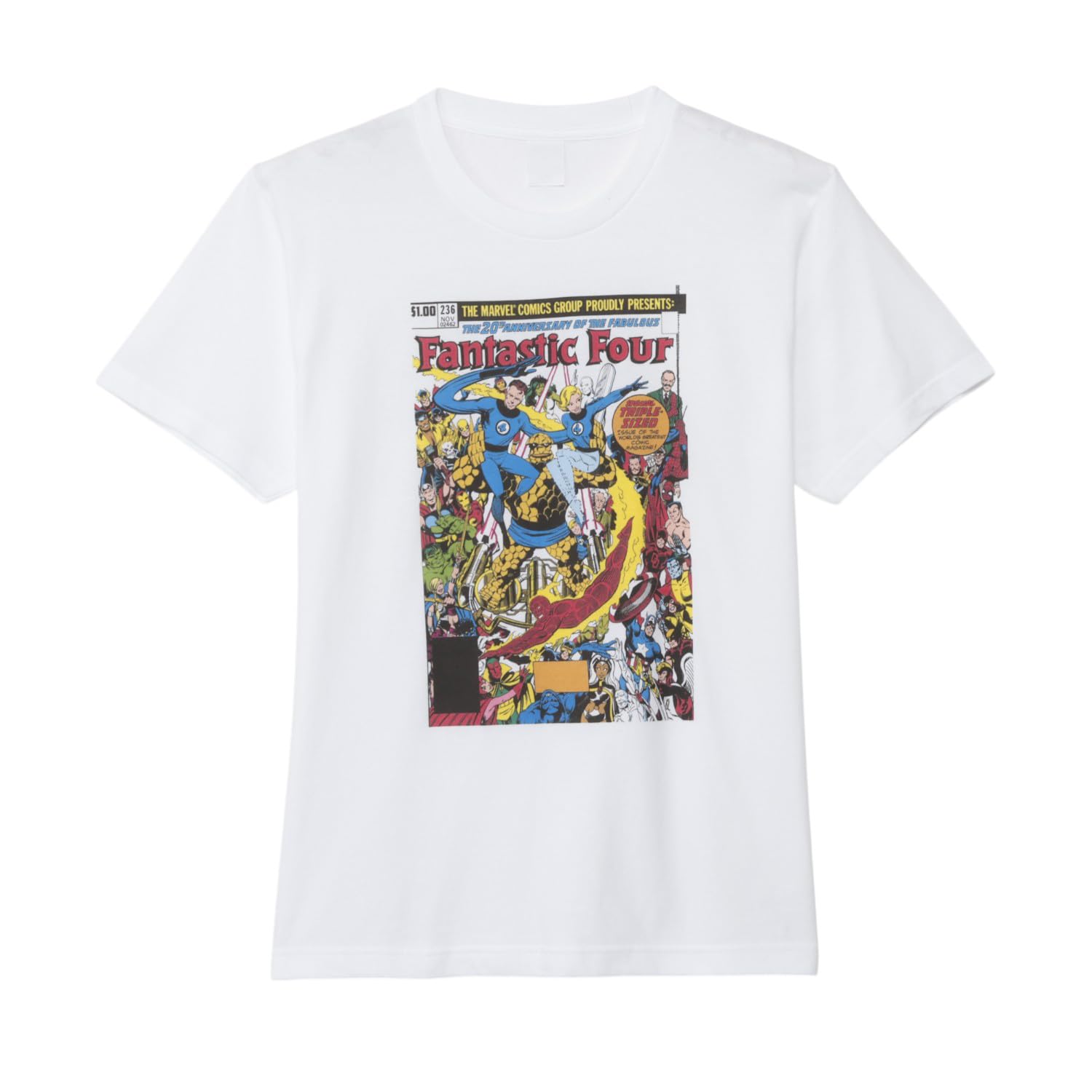 

Small Planet Marvel Fantastic Four Comic Cover Short Sleeve Size L T-Shirt, White,