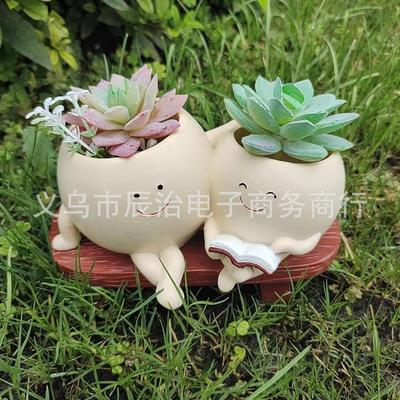 Resin Ornament Flower Pot Mother and Daughter Succulent Small Flower Pot Nordic Garden Handicraft Jewelry Balcony Gardening Resin Flower Pot