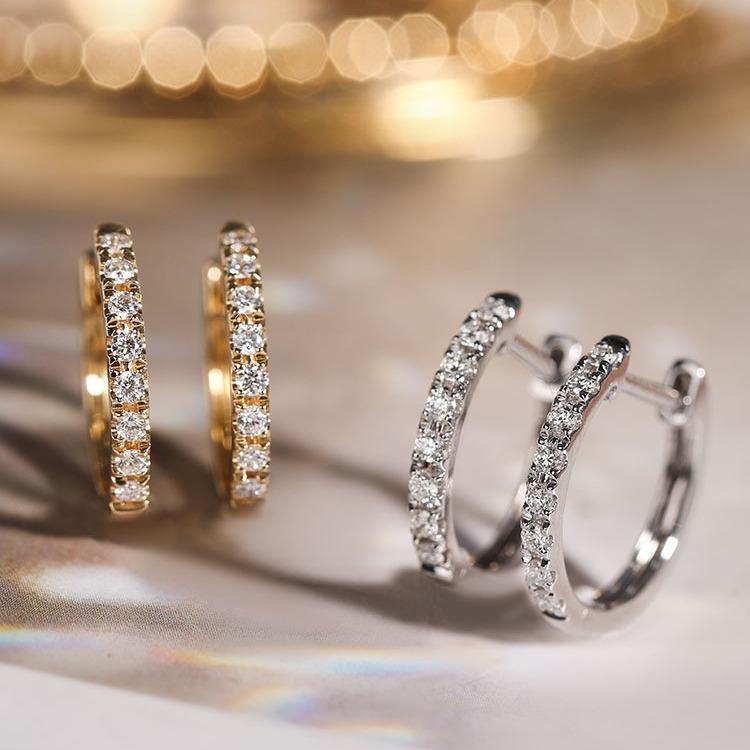 18K Gold-Plated Sterling Silver U-Shaped Zircon Ear Cuff: Versatile, High-End Hoop Earring 18K Gold Pair