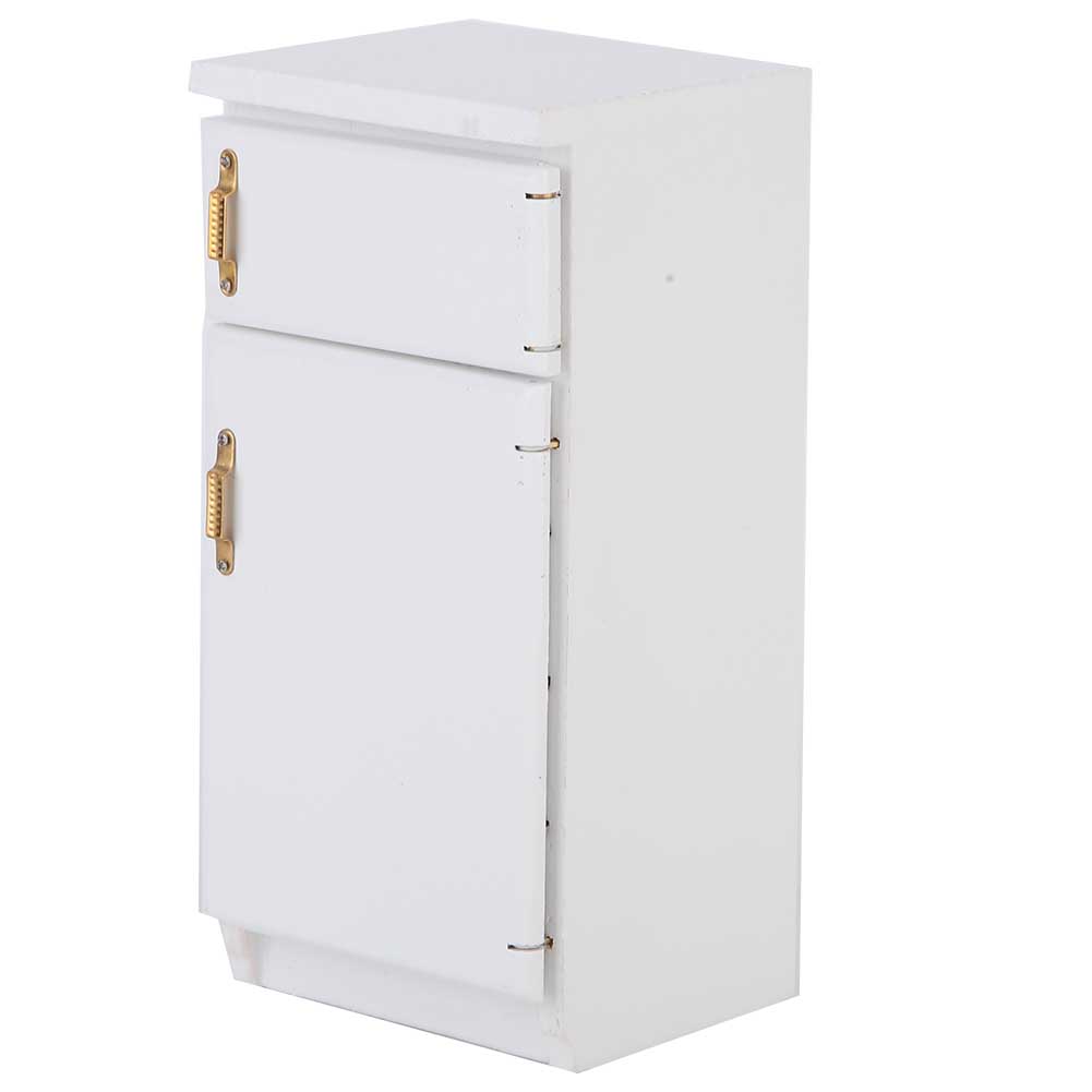 White   Refrigerator Model, 1:12  Ature Kitchen Accessories, Wooden   Furniture for Photography and Display, 5.1 X 2.4 X 2.1 Inch