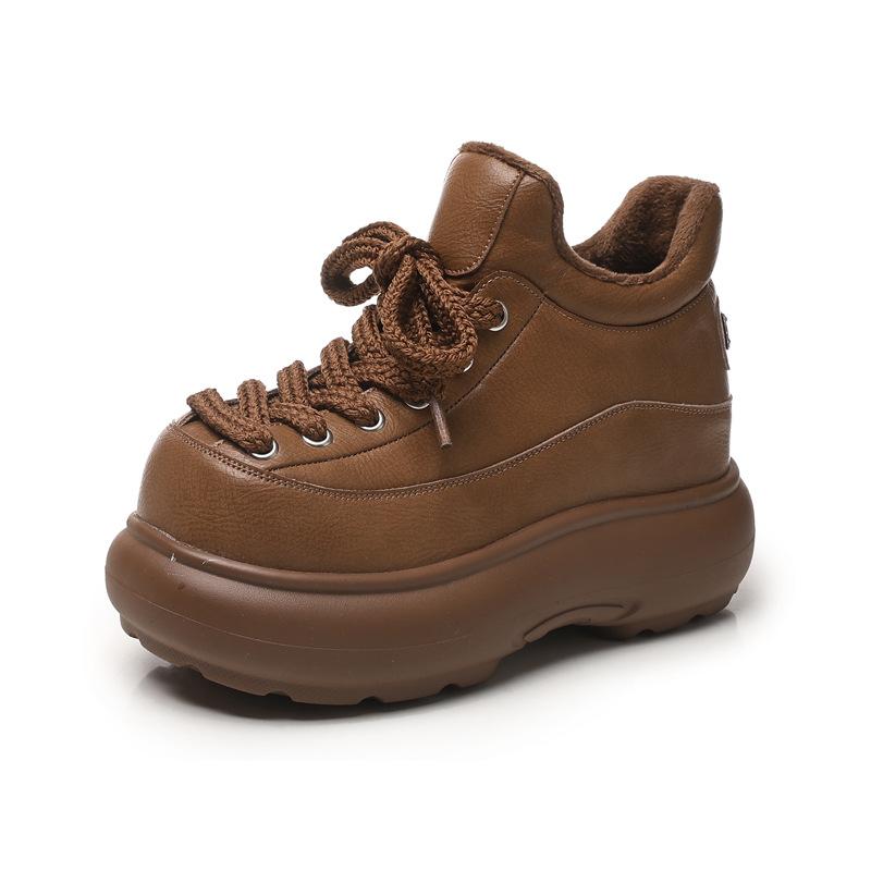 HS66082B Thick-soled Inner Height Increase and Velvet Fashion Versatile Women's 2026 Autumn and Winter New Casual Shoes