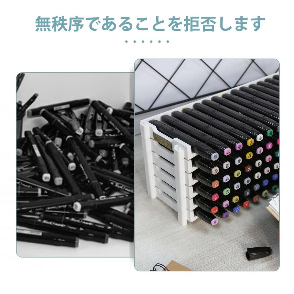 evemodel Marker Storage Pen Holder 6-Layer 90-Slot White Display Organizer Portable