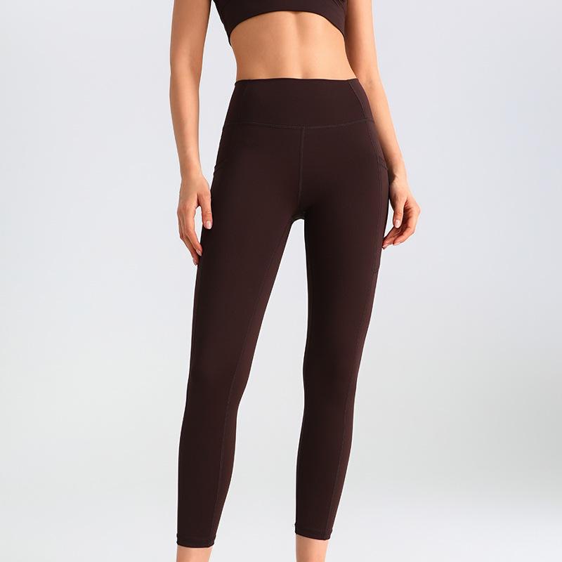 Damskie spodnie do jogi z wysokim stanem - Shark Pants - Oddychające legginsy fitness z efektem wyszczuplającym brzuch