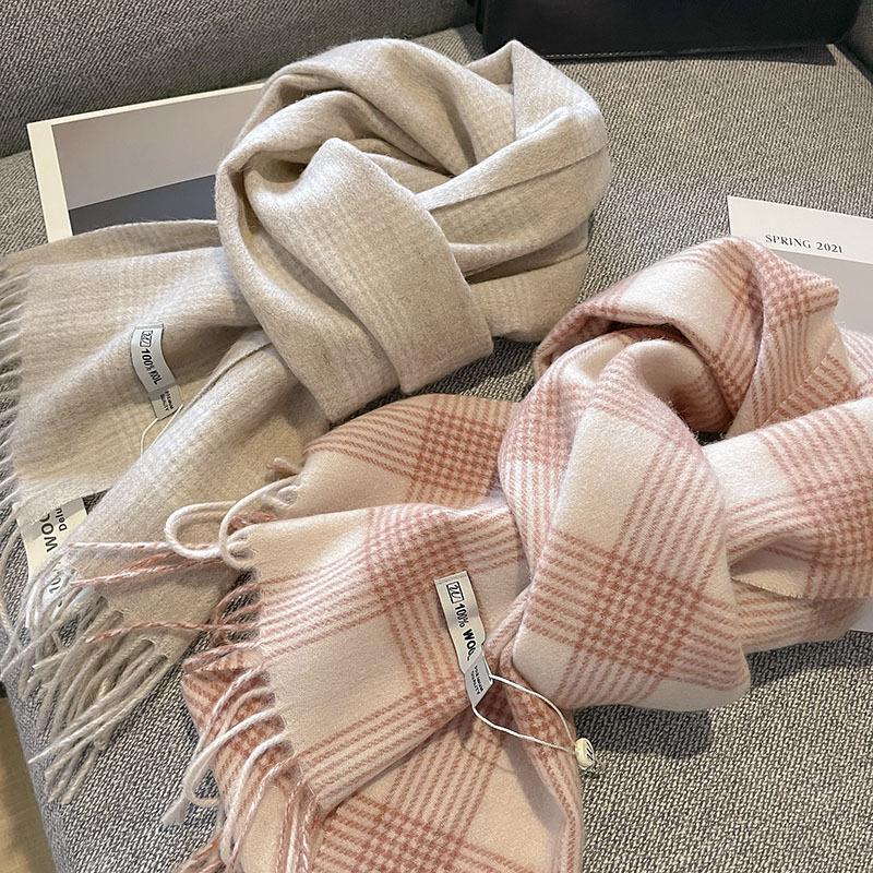 Luxury  Wool Winter Thick Warm Plaid Scarf For Women Fashion Soft Wrap Bandana Blanket Sweet Student Wool Neckerchief
