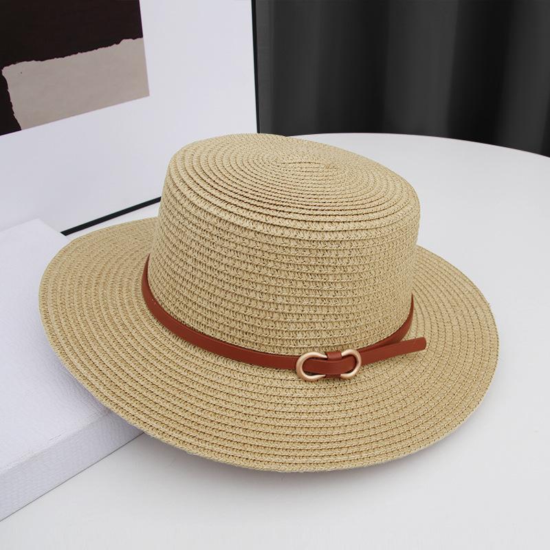 French Flat Straw Hat for Women's Spring and Summer Seaside Vacation Beach Hat Sun Shading and UV Protection Large Eave Basin Hat
