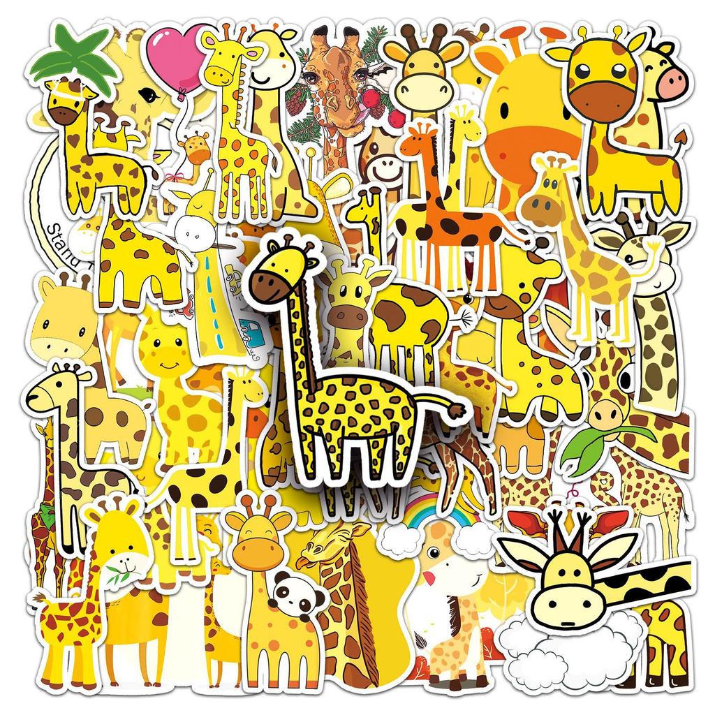 50 Giraffe Doodle Cartoon Cute Animal Children's DIY Skateboard Water Cup Luggage Stickers