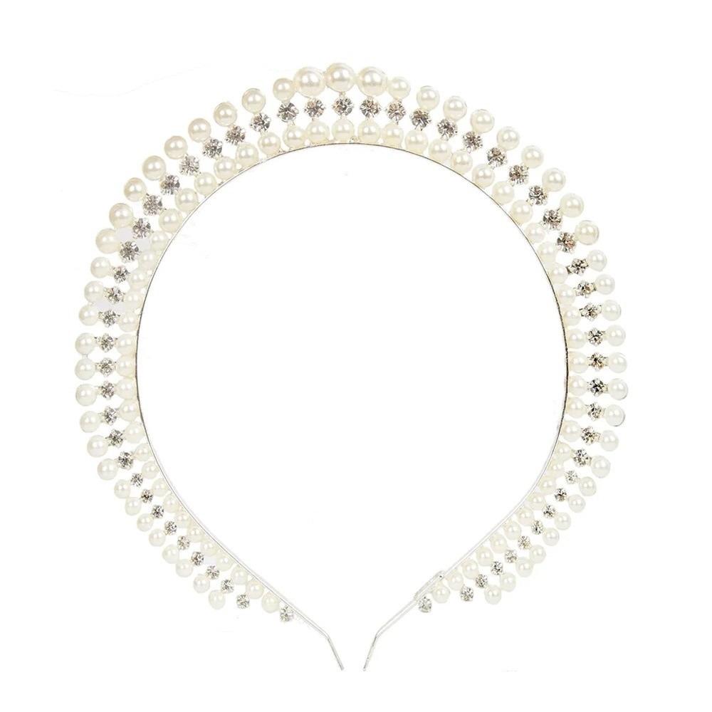 Exquisite Pearl Headwear Rhinestones European Hairband Hair Hoop Princess Crown Headband Wedding