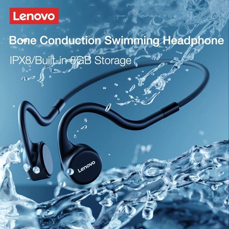 NEW Lenovo X5 Bone conduction Headphone Sport Running IPX8 Waterproof Bluetooth Headset Wireless Earphone 8GB Storage With Mic