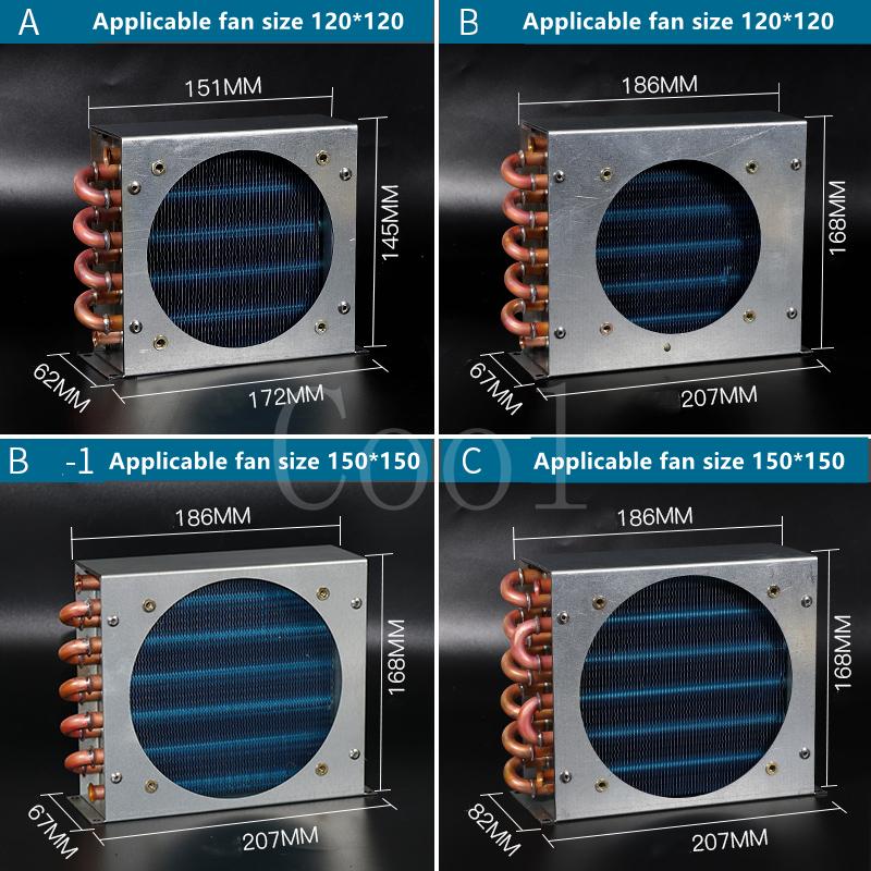 Refrigerator condenser radiator with fan small air-cooled cooling universal copper tube fin-type freezer radiator 120*120 fan