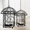 Outdoor Dual-use Wire Birdcage Hanging Basket Candlestick Garden Hanging Basin Decoration Hanging Bird Feeder for Outdoor Gifts