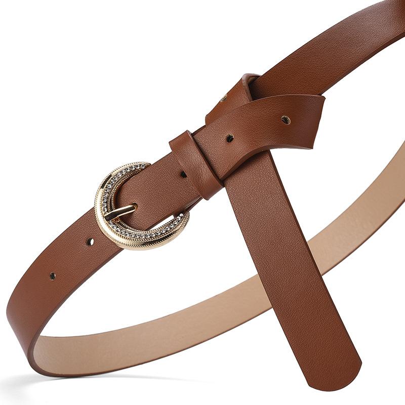 Rhinestone Inlaid Alloy Buckle Women'S Elegant Simple Decorative Belt High-End Belt Women'S Tide