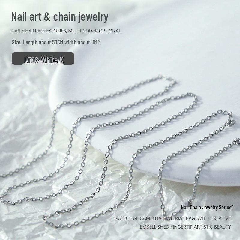 

Золотая и серебряная японская цепочка для нейл-арта со стразами - Декорации в виде тонких металлических когтей и стальных шариков