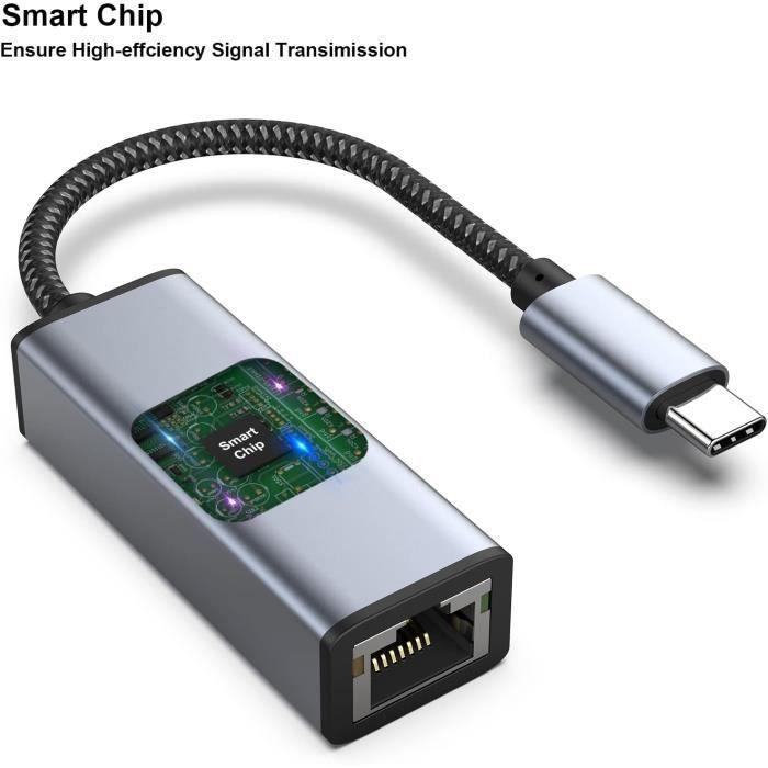 Adaptateur usb-c vers ethernet - benfei - rj45 - plug-and-play - compatible macbook pro/air - gris