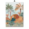 Tropical Jungle Animal Tree Giraffe Elephant Lion Boho Posters And Prints Wall Art Canvas Painting Picture for Living Room Decor