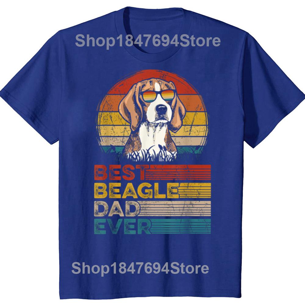 Funny Dog Vintage Best Beagle Dad Ever Fathers Day Puppy Dog Dad Tshirts Men Casual Tshirt 100 Cotton Loose Oversized T Shirt
