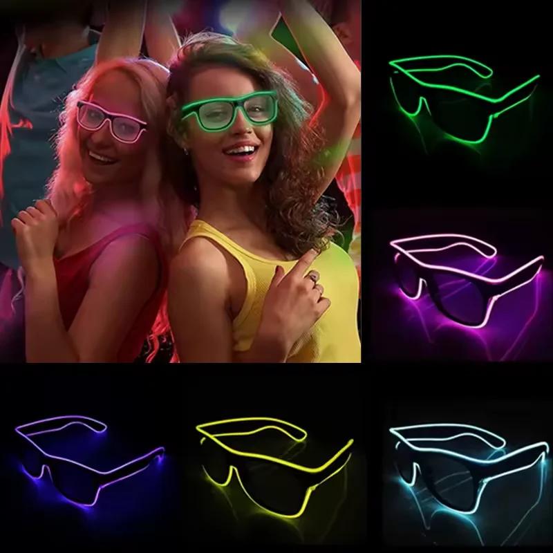 Led Glasses Neon Party Flashing Glasses EL Wire Glowing Gafas Luminous Bril Novelty Gift Glow Sunglasses Bright Light Supplies