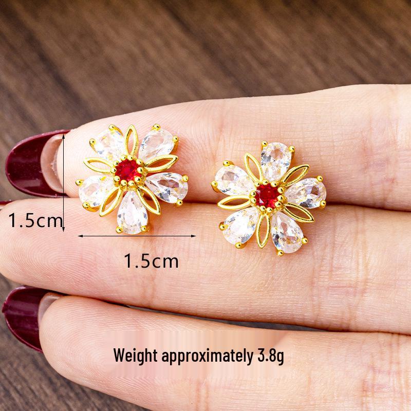 Luxuriöse pastorale Zirkon-Blütenstecker - Damen Gold, Vielseitiger & Langlebiger farbechter Schmuck