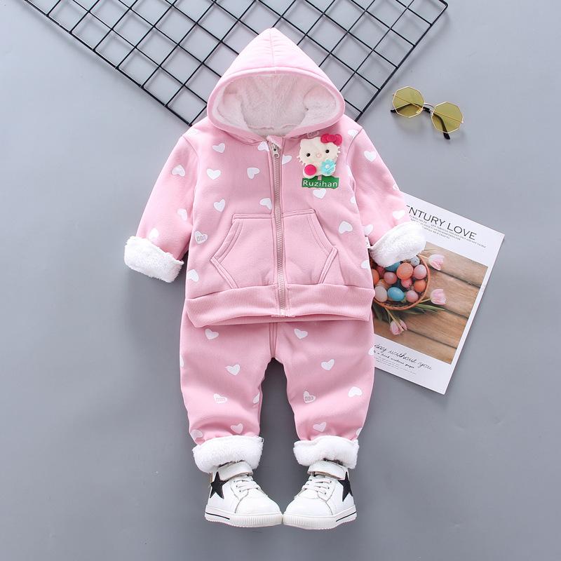 New Winter Girls Plush Set for Boys Casual Sports Two-piece Set for Baby Toddler Outdoor Clothing Sets