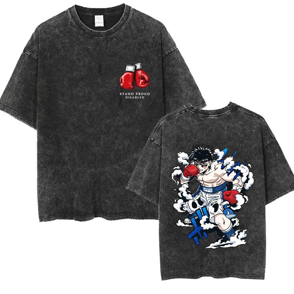 

Washed Vintage Anime Hajime No Ippo Makunouchi KGB Tshirt Kamogawa Boxing Gym T Shirt Men Women Retro Cotton Oversized TShirts S