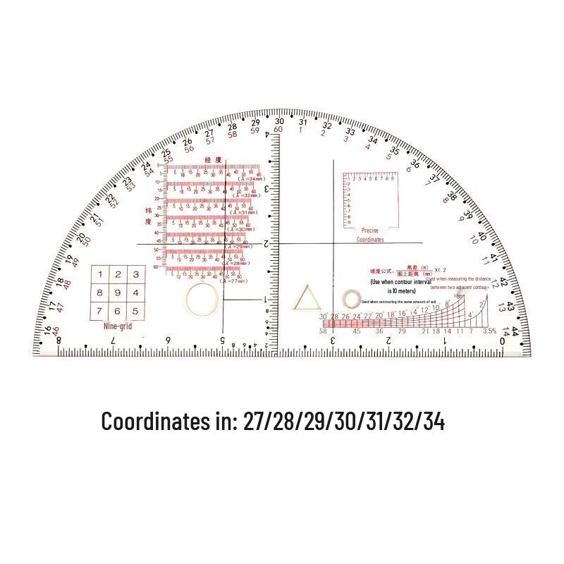 Tactical Map Protractor with Slope